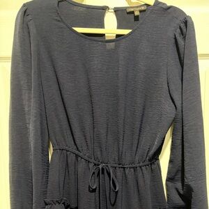 City Triangles Navy Long Sleeve Dress with Ruffle Details-Size Medium NWT
